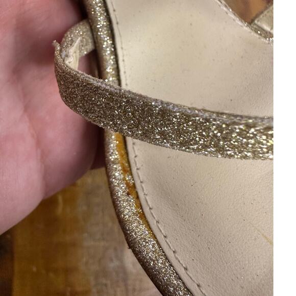 Jessica Simpson Women's Stassey Sandal Gold Glitter Size 7.5 Glam Evening Heels - Picture 9 of 11
